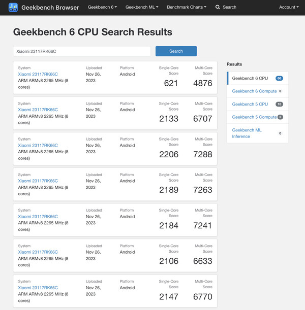 (Źródło obrazu: Geekbench)