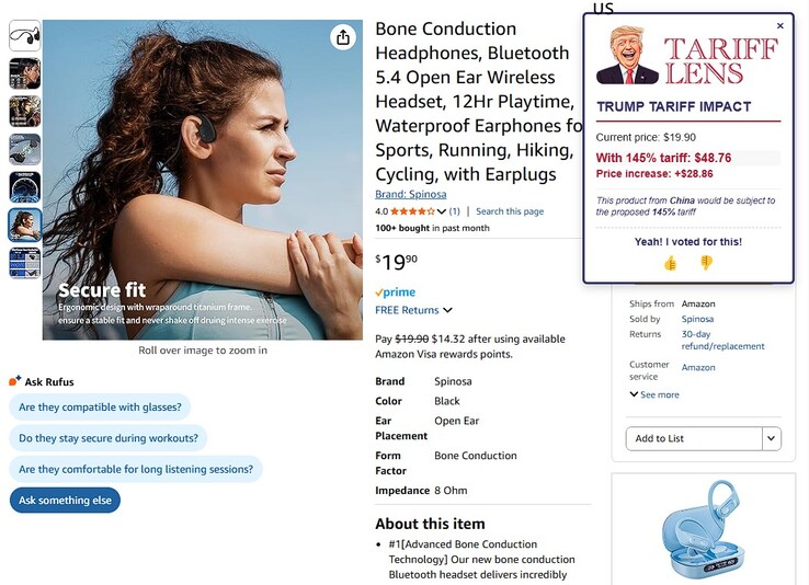 Obiektyw taryfowy w akcji na Amazon