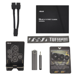 Asus TUF Gaming GeForce RTX 4070 Ti Super: Akcesoria do skrzynki odbiorczej. (Źródło obrazu: Asus)