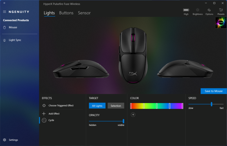 Aplikacja HyperX Ngenuity: Efekty RGB