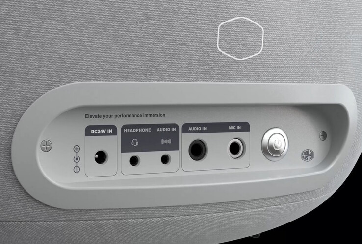 Stołek Throne X posiada gniazda 3,5 mm aux, 6,3 mm aux i 6,3 mm wejścia mikrofonu dynamicznego oraz 3,5 mm wyjście słuchawkowe. (Źródło zdjęcia: Cooler Master)