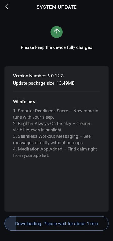 Informacje o wydaniu oprogramowania w wersji 6.0.12.3 dla smartwatcha Amazfit Active 2. (Źródło obrazu: u/sidneylopsides via Reddit)