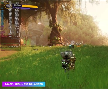 Gra „Ratchet & Clank: Rift Apart” działa w rozdzielczości 1440p z włączoną opcją FSR Balanced na Steam Machine