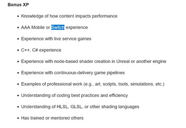 Ogłoszenie o pracę Sledgehammer Games Call of Duty z odniesieniem do Switcha (źródło obrazu: zrzut ekranu, Activision Careers)