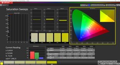 CalMAN Saturation Sweeps (profil: AdobeRGB, docelowa przestrzeń kolorów: AdobeRGB)
