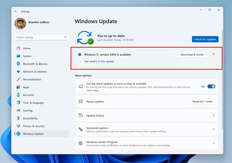 System Windows 11 24H2 można już pobrać w wersji zapoznawczej. (Zdjęcie: Microsoft)