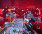 Zrzut ekranu Astrometica Steam przedstawiający budynek pokryty czerwoną mazią