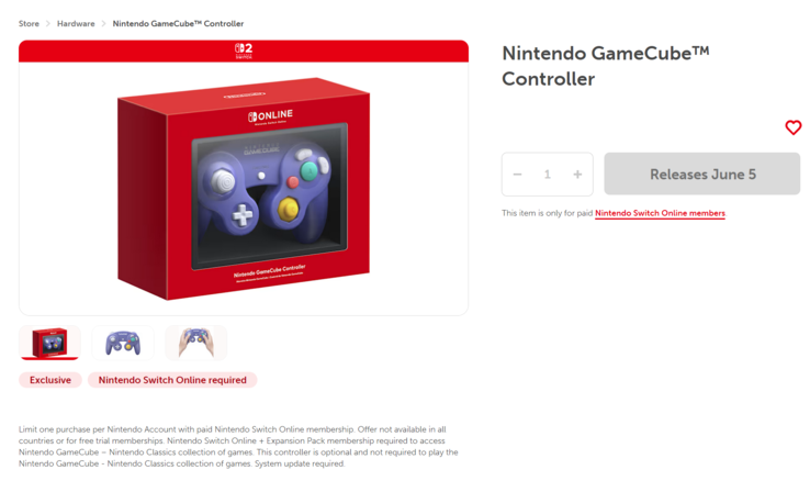 Lista kontrolerów Nintendo Store Switch 2 GameCube (źródło obrazu: zrzut ekranu, Nintendo of America)