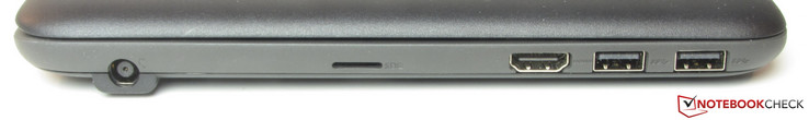 lewy bok: gniazdo zasilania, czytnik kart pamięci (MicroSD), HDMI, 2 USB 3.1 Gen 1 (typu A)