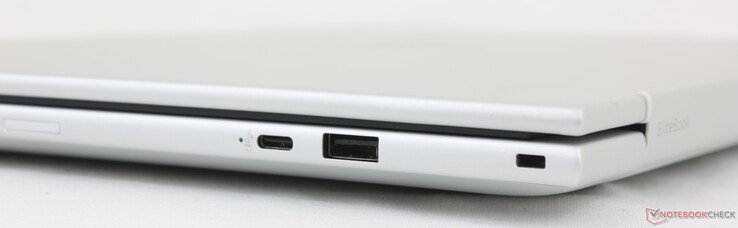 Po prawej stronie: USB-C z DisplayPort 1.4 + Power Delivery (10 Gb/s), USB-A (5 Gb/s), blokada bezpieczeństwa, Nano-SIM (opcjonalnie)