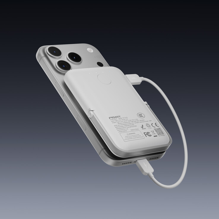 Magnetyczny power bank Pisen TP-D178 posiada akumulator o pojemności 5000 mAh