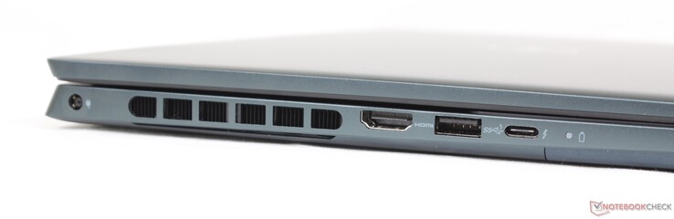 Po lewej: zasilacz AC, HDMI 2.0, USB-A 3.2 Gen. 1, USB-C z Thunderbolt 4 + DisplayPort + Power Delivery