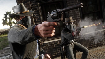 Obraz przedstawiający Arthura Morgana i Lenny'ego Summersa w Red Dead Redemption 2.