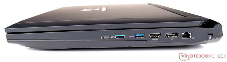 prawy bok: USB typu C, 2 USB 3.0, HDMI, DisplayPort, LAN, gniazdo linki zabezpieczającej