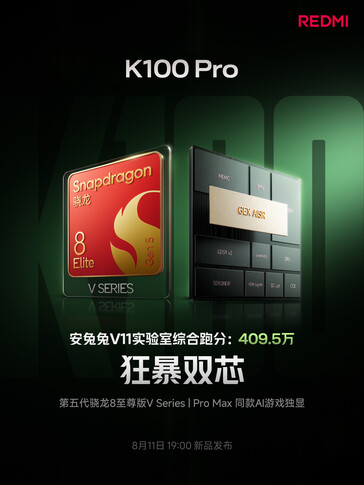 Model Redmi K100 Pro jest wyposażony w chipset Snapdragon 8 Elite Gen 5 serii V.