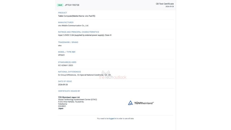 Certyfikacja TÜV Rheinland Japan dla Vivo Pad FE.
