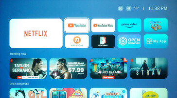 Yaber T1 Pro posiada łatwe w obsłudze menu główne z aplikacjami dla popularnych serwisów streamingowych. (Źródło obrazu: Notebookcheck)