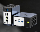 Cena NucBox K16 zaczyna się od 679,99 dolarów. Na zdjęciu: zdjęcie promocyjne przedstawiające porty mini PC. (Źródło zdjęcia: GMK)