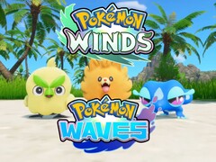 Przedstawiono baner przedstawiający startery z gry „Pokémon Winds and Waves”