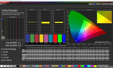 Wierność kolorów (schemat kolorów: Oryginalny kolor Pro, temperatura kolorów: ciepła, docelowa przestrzeń kolorów: sRGB)