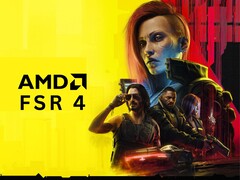 Postacie z Cyberpunk 2077 z logo AMD FSR 4 (Źródło obrazu: Edytowano przy użyciu oficjalnej grafiki Cyberpunk 2077 od CD Projekt Red)