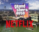 Baner promujący rozszerzoną zapowiedź gry GTA 6 na platformie Netflix, przedstawiający postać Grassrivers