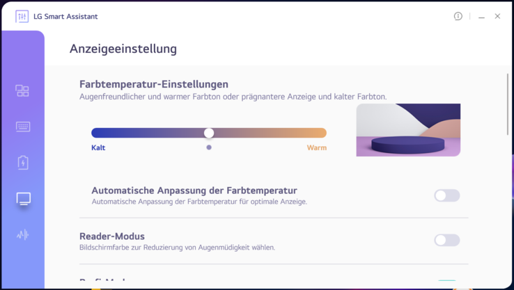 LG Smart Assistant - ustawienia ekranu