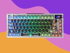 Klawiatura mechaniczna Asus ROG NightMagic Extreme Special Edition posiada w pełni przezroczystą obudowę i nasadki klawiszy. (Źródło zdjęcia: Asus, Unsplash, edytowane)