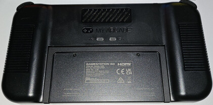 Dwa porty USB-C dla kontrolerów są zintegrowane z tyłu Gamestation Go (źródło obrazu: Marc Zander, Notebookcheck)