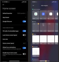 Poco Launcher 4.0 Ustawienia i selektor widżetów (źródło: Xiaomiui)