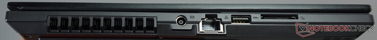 Porty po lewej: złącze zasilania, port LAN (1 Gbit/s), USB-A (5 Gbit/s), czytnik kart SD