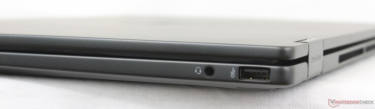 Po prawej: zestaw słuchawkowy 3,5 mm, USB-A (10 Gb/s)