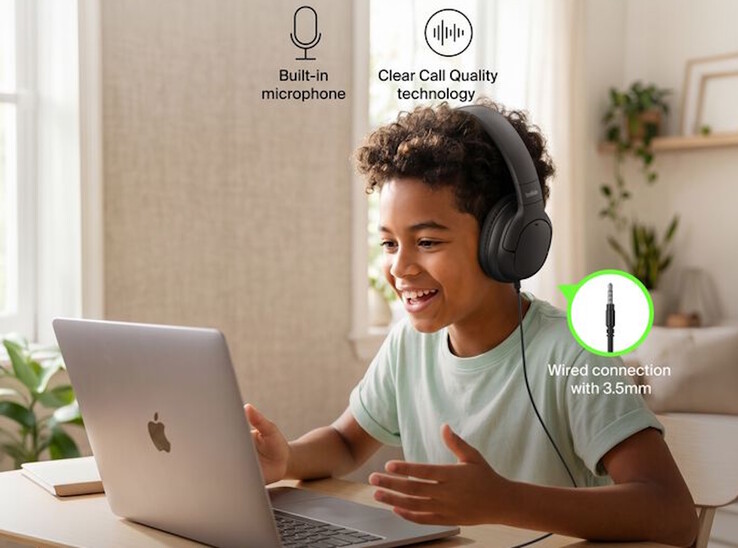 Słuchawki SoundForm Play ANC są wyposażone w mikrofon i mogą być używane z kablem audio.