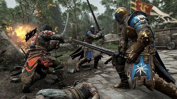 Obrazek z gry For Honor przedstawiający walczących rycerzy. (Źródło obrazu: Steam)