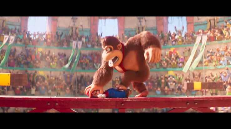 Mario i Donkey Kong walczący w filmie The Super Mario Bros. (Źródło obrazu: zrzut ekranu, UIP Singapore)