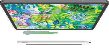 Tablet Blackview Zeno 6 wyświetlający kolorową grafikę z białym rysikiem poniżej