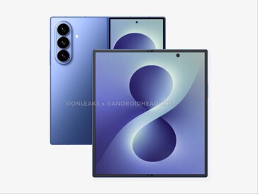 Nieoficjalny render CAD rzekomego Galaxy Z Fold 8 pokazujący przód i tył.