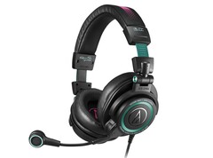 Zestaw słuchawkowy Audio-Technica Hatsune Miku ATH-M50xSTS-USB MIKU jest ozdobiony elementami wzornictwa Miku. (Źródło obrazu: Audio-Technica)