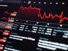 Cyfrowy panel giełdowy służący do monitorowania sytuacji finansowej.