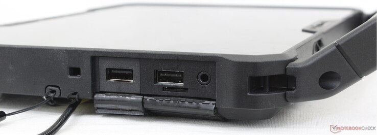Po prawej stronie: Pasywny rysik, blokada Noble, 2x USB-A 3.2 Gen. 1, czytnik MicroSD, zestaw słuchawkowy 3,5 mm
