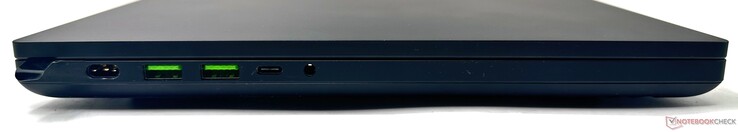 Po lewej: port zasilania, 2x USB 3.2 Gen2 Type-A, USB 3.2 Gen2 Type-C, gniazdo audio combo 3,5 mm