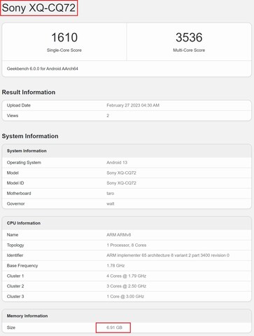 Xperia 5 IV. (Źródło obrazu: Geekbench)