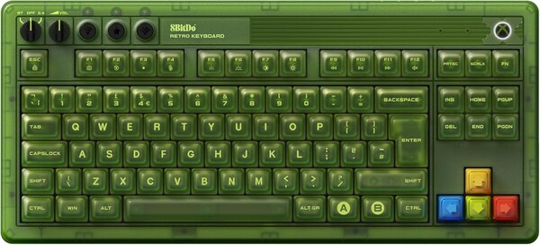klawiatura mechaniczna 8BitDo Retro 87 Xbox Edition w układzie brytyjskim. (Źródło obrazu: 8BitDo)