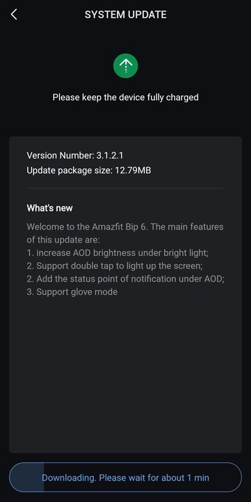 Informacje o wydaniu oprogramowania w wersji 3.1.2.1 dla smartwatcha Amazfit Bip 6. (Źródło obrazu: u/Grand_Permission3151 via Reddit)