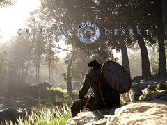 Baner Crimson Desert przedstawiający Kliffa siedzącego w pobliżu strumienia