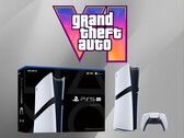 Konsola PS5 Pro pokazana poniżej logo GTA 6 (źródło zdjęcia: Sony PlayStation, Rockstar Games z poprawkami)