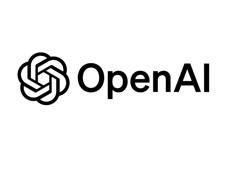 Logo OpenAI z czarnym tekstem i symbolem (źródło obrazu: OpenAI)