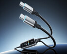 Kabel do szybkiego ładowania 2 w 1 może zapewnić moc do 140 W. Na zdjęciu: zdjęcie promocyjne przedstawiające dwa porty wyjściowe USB-C.