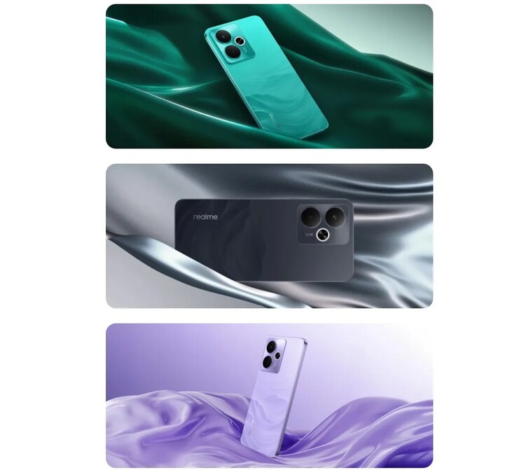 Realme 14T 5G jest dostępny w inspirowanej satyną czerni obsydianowej, zieleni surfingowej i jasnofioletowej kolorystyce (źródło zdjęcia: Realme)