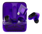 Słuchawki Glass Purple Sony Inzone Buds mają półprzezroczystą konstrukcję.
